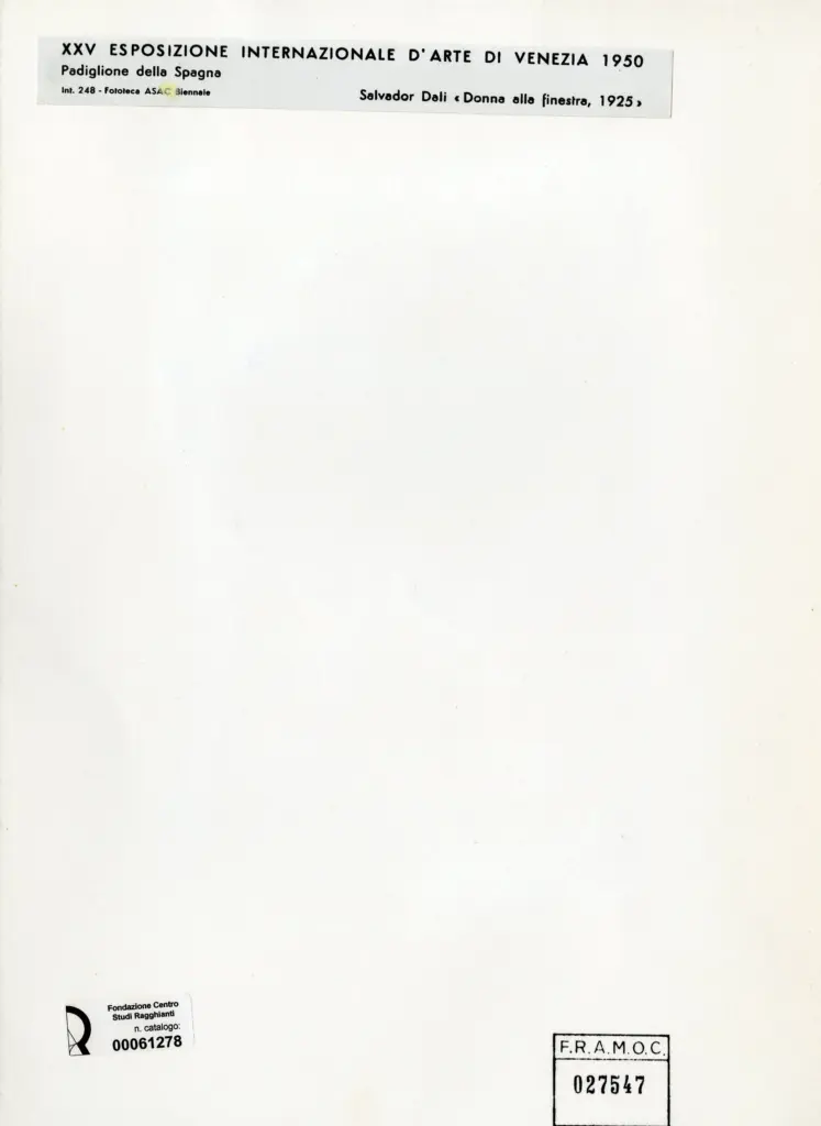 Anonimo , Dali', Salvador - sec. XX - Donna alla finestra , retro
