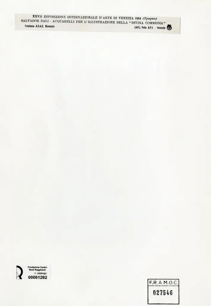 A.F.I. Agenzia Fotografica Industriale , Dali', Salvador - sec. XX - Divina Commedia , retro