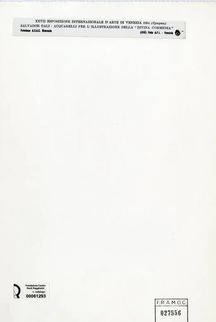 A.F.I. Agenzia Fotografica Industriale , Dali', Salvador - sec. XX - Divina Commedia , retro