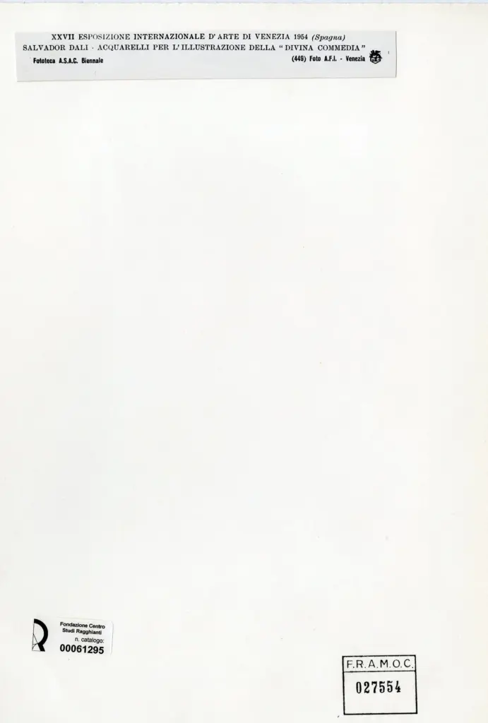A.F.I. Agenzia Fotografica Industriale , Dali', Salvador - sec. XX - Divina Commedia , retro