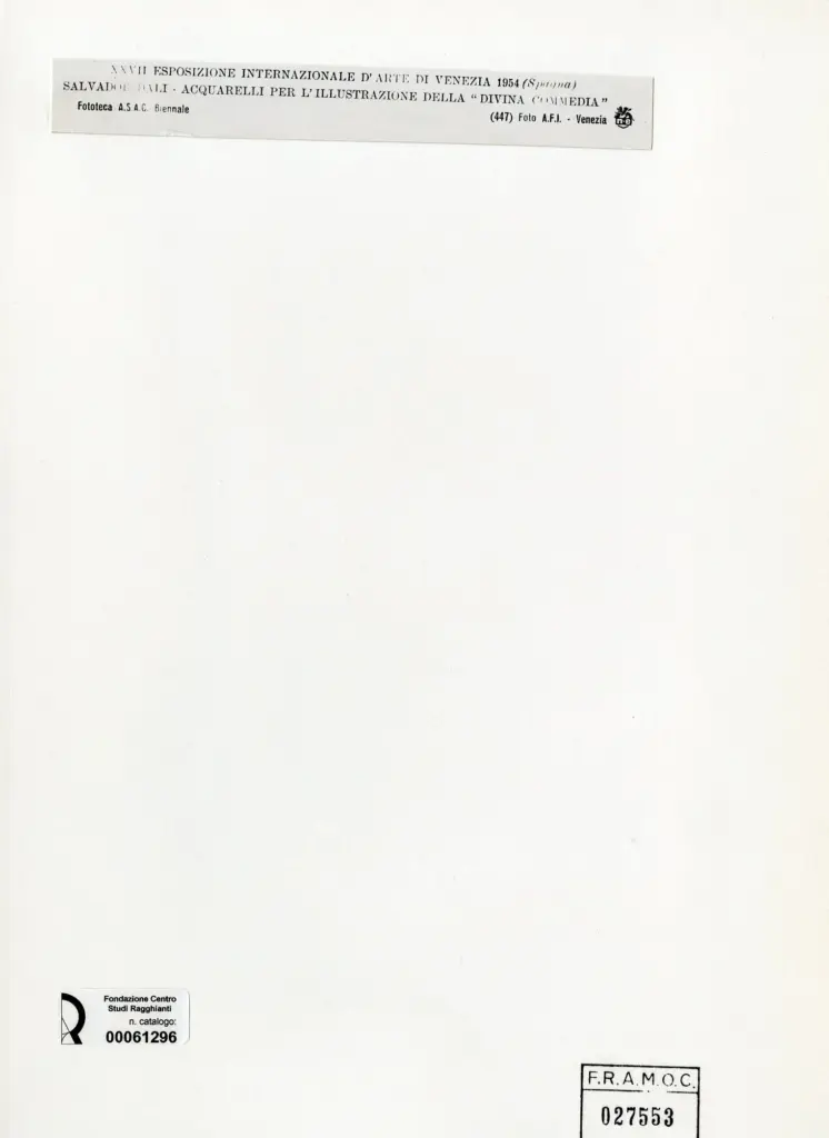 A.F.I. Agenzia Fotografica Industriale , Dali', Salvador - sec. XX - Divina Commedia , retro