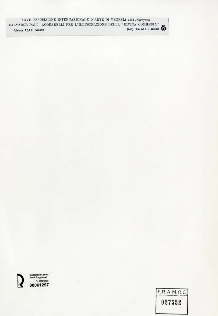 A.F.I. Agenzia Fotografica Industriale , Dali', Salvador - sec. XX - Divina Commedia , retro
