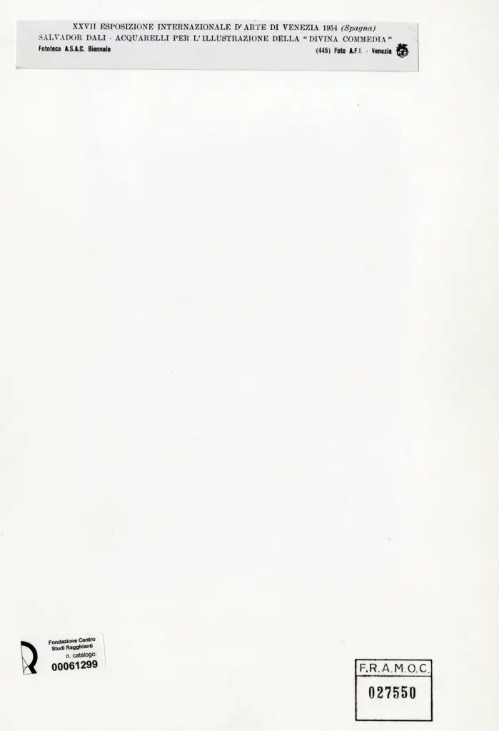 A.F.I. Agenzia Fotografica Industriale , Dali', Salvador - sec. XX - Divina Commedia , retro