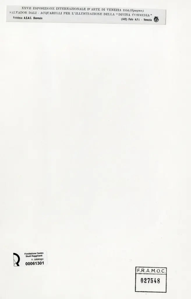 A.F.I. Agenzia Fotografica Industriale , Dali', Salvador - sec. XX - Divina Commedia , retro