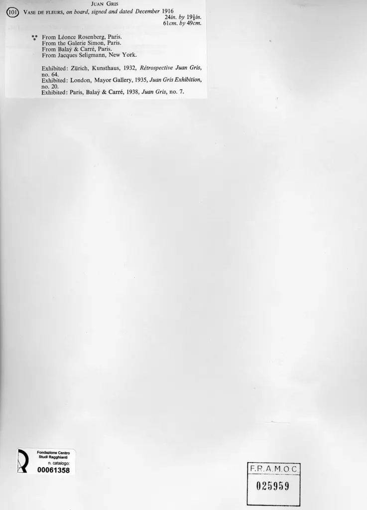 Anonimo , Gris, Juan - sec. XX - Vase de fleurs , retro