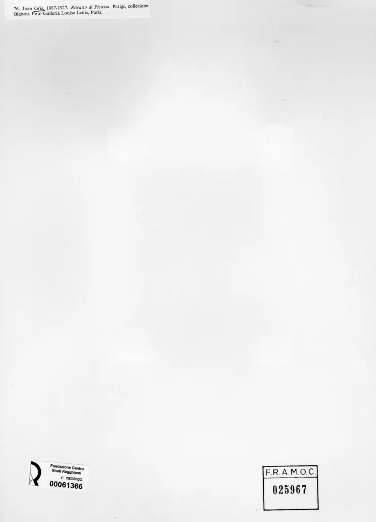 Galleria Louise Leiris , Gris, Juan - sec. XX - Ritratto di Picasso , retro