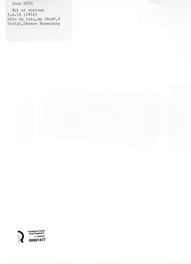 Anonimo , Gris, Juan - sec. XX - Bol et couteau , retro