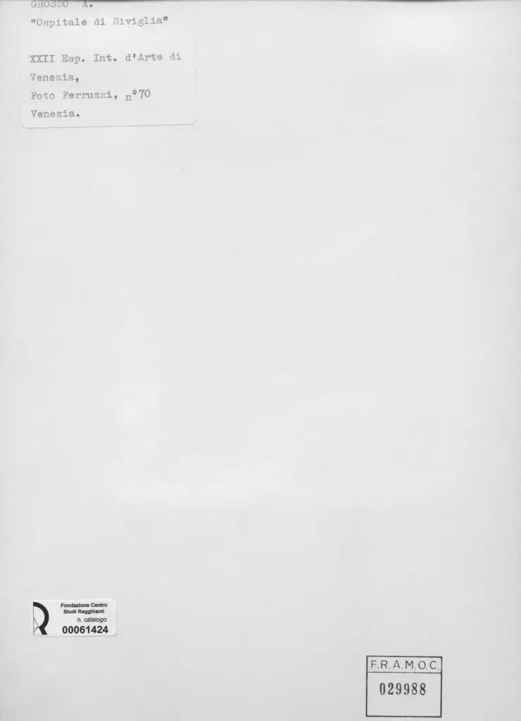 Fotografia Ferruzzi , Grosso, A. - sec. XX - Ospitale de Siviglia , retro