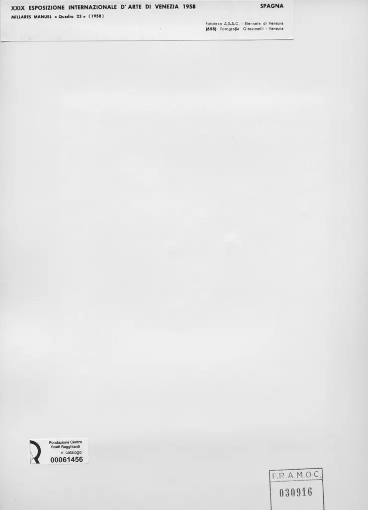 Giacomelli , Millares, Manuel - sec. XX - Quadro 23 , retro