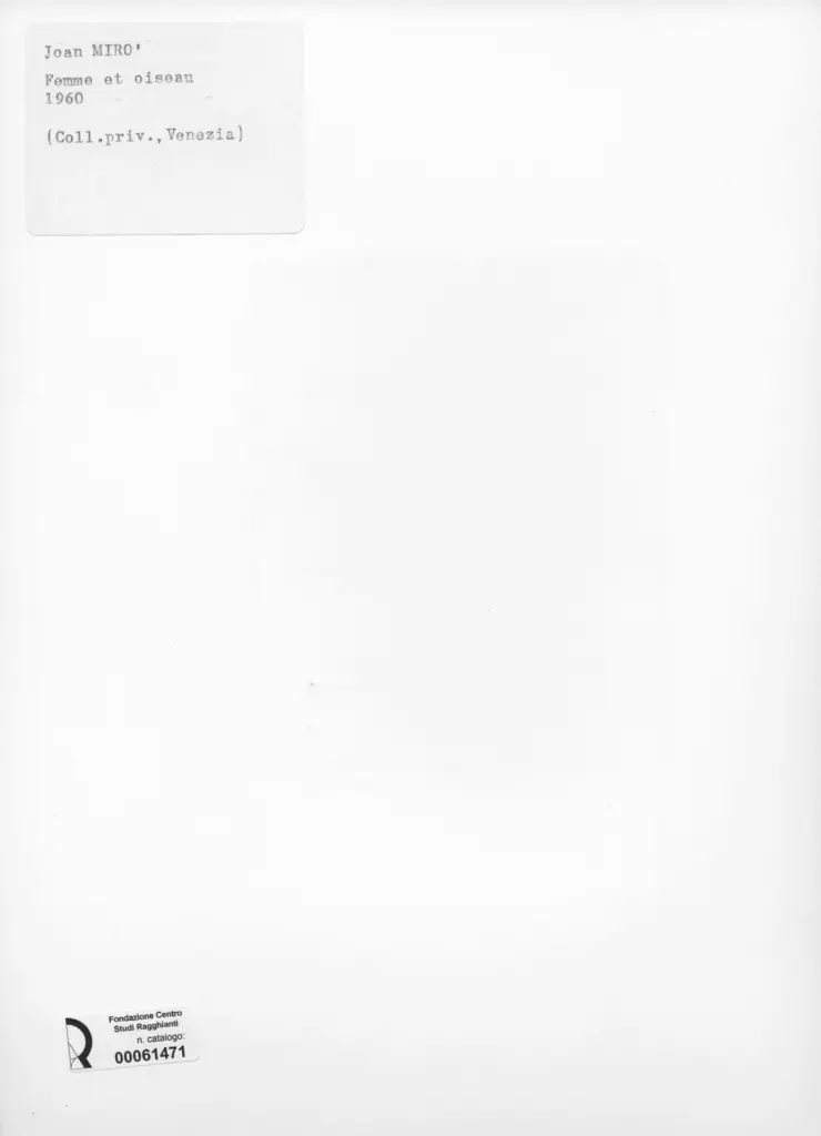 Anonimo , Mir&oacute;, Joan - sec. XX - Femme et oiseau , retro