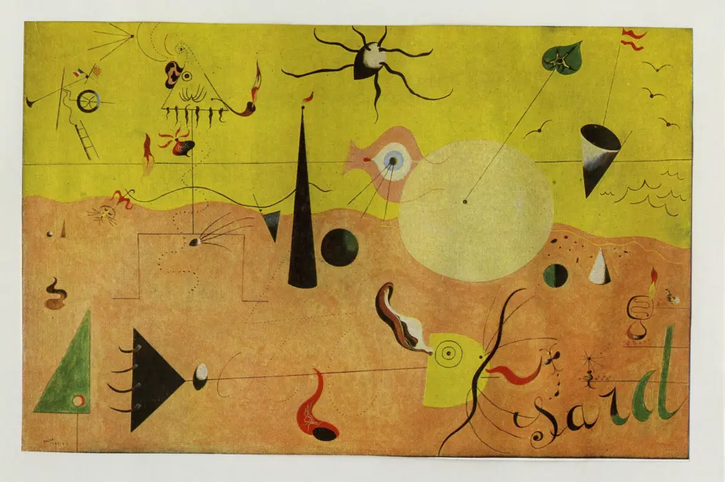 Anonimo , Mir&oacute;, Joan - sec. XX - Catalan Landscape (The Hunter)