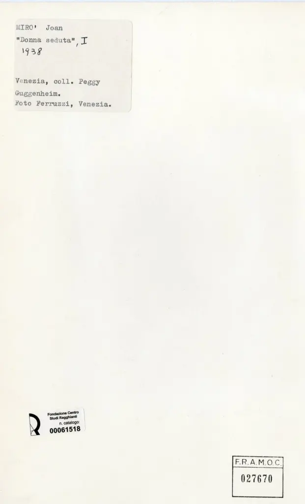 Fotografia Ferruzzi , Mir&oacute;, Joan - sec. XX - Donna seduta, I , retro