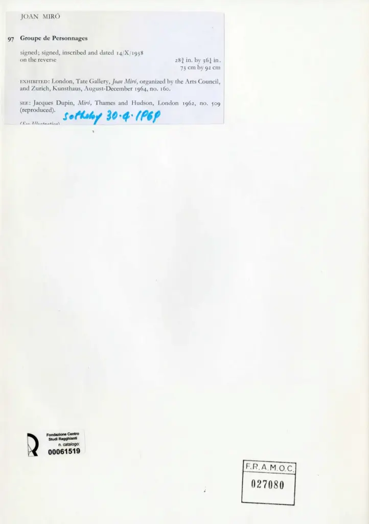 Anonimo , Mir&oacute;, Joan - sec. XX , retro