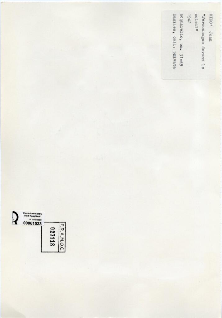 Anonimo , Miró, Joan - sec. XX - , retro