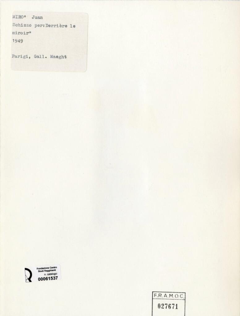 Anonimo , Miró, Joan - sec. XX - Schizzo per "Derrière le miroir" , retro