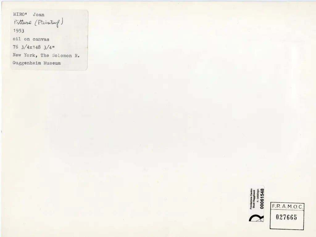 Anonimo , Mir&oacute;, Joan - sec. XX - Pittura , retro