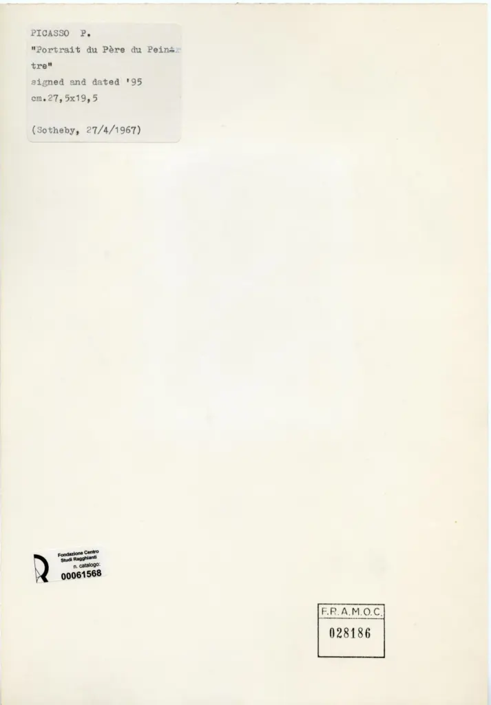 Anonimo , Picasso, Pablo - sec. XIX - Portrait du Père du Peintre , retro