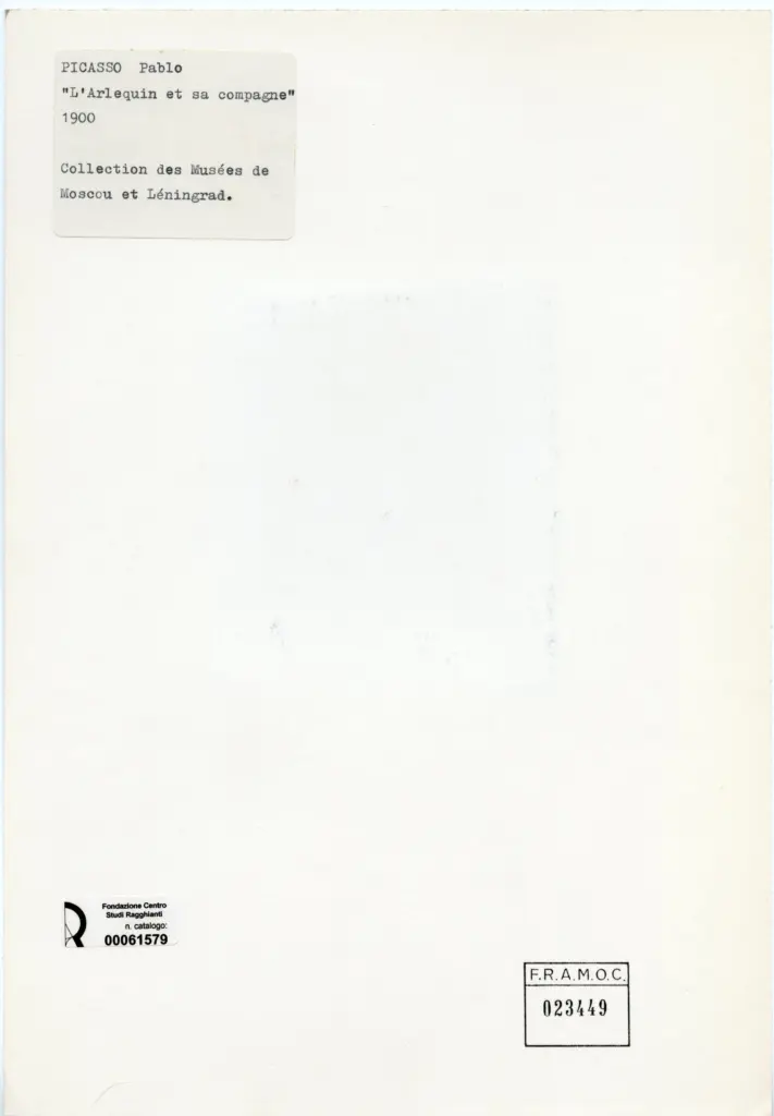 Anonimo , Picasso, Pablo - sec. XX - L'Arlequin et sa compagne , retro