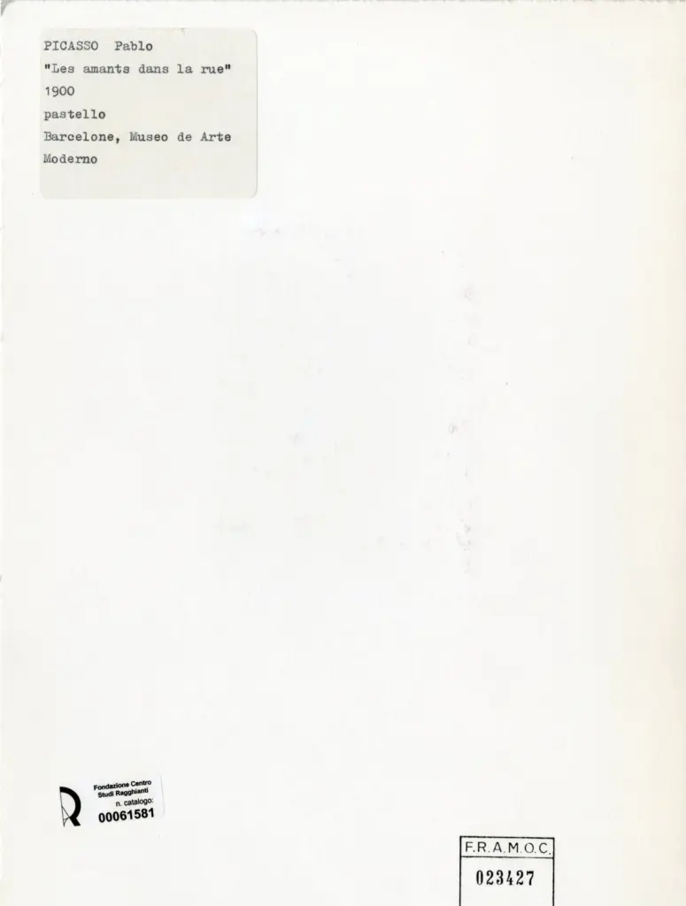 Anonimo , Picasso, Pablo - sec. XX - Les amants dans la rue , retro