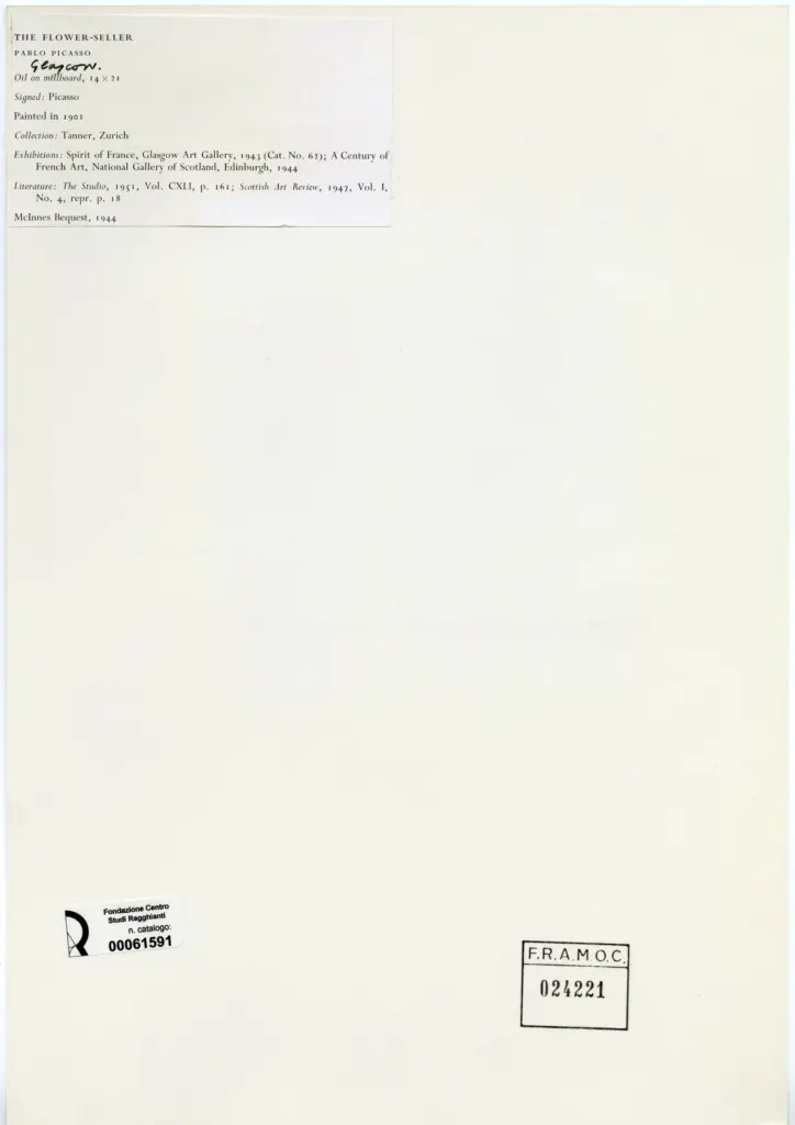Anonimo , Picasso, Pablo - sec. XX - The flower seller , retro