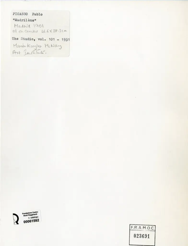 Anonimo , Picasso, Pablo - sec. XX - Madril&egrave;ne , retro