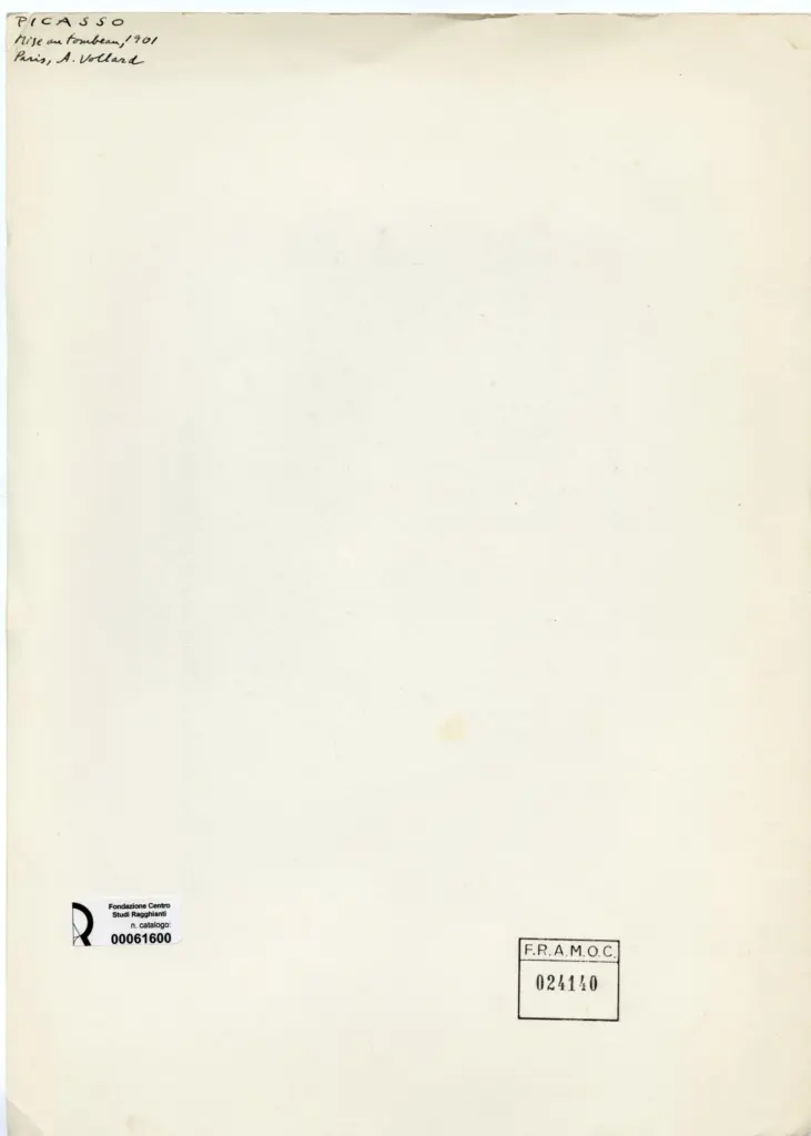 Anonimo , Picasso, Pablo - sec. XX - Mise au tombeau , retro