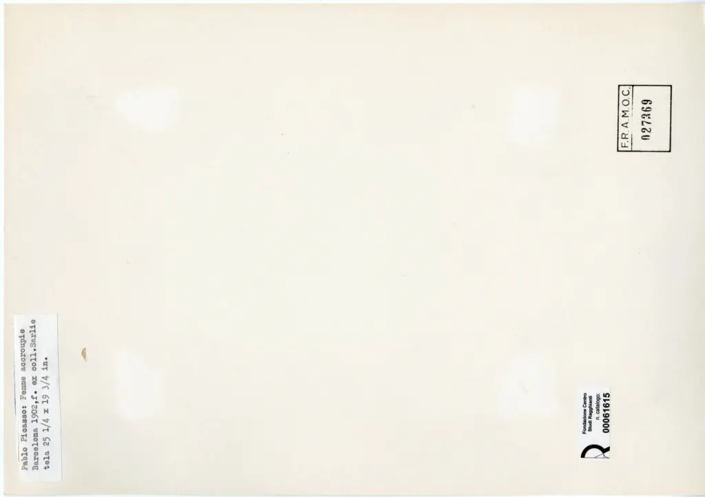 Anonimo , Picasso, Pablo - sec. XX - Femme accroupie , retro