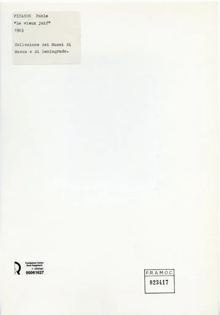 Anonimo , Picasso, Pablo - sec. XX - Le vieux juif , retro