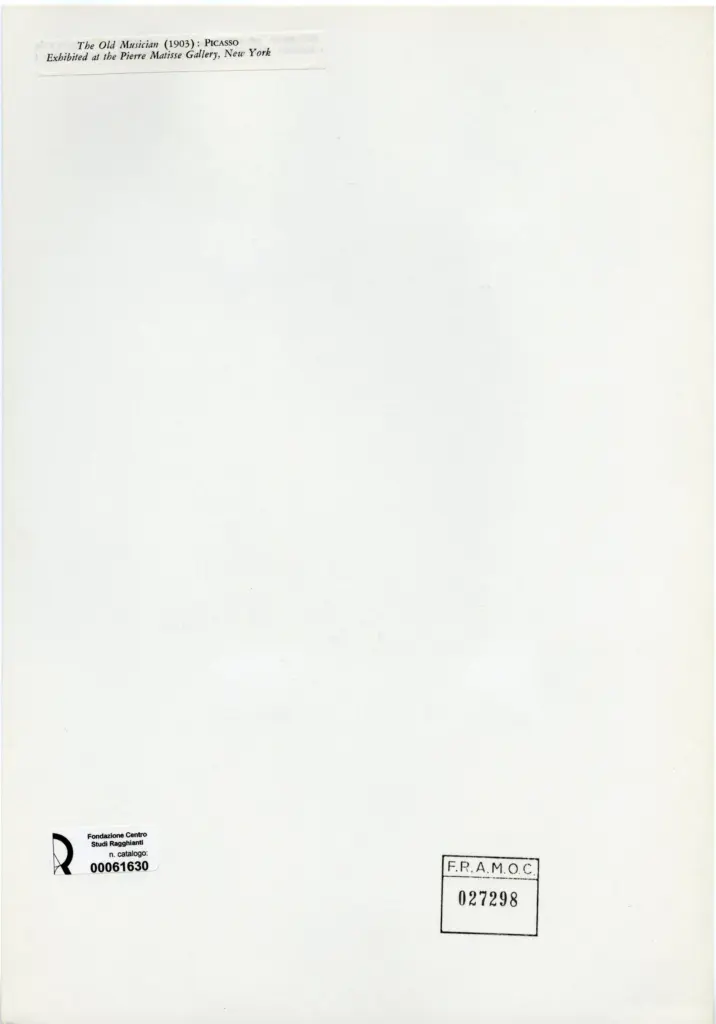 Anonimo , Picasso, Pablo - sec. XX - The Old Musician , retro