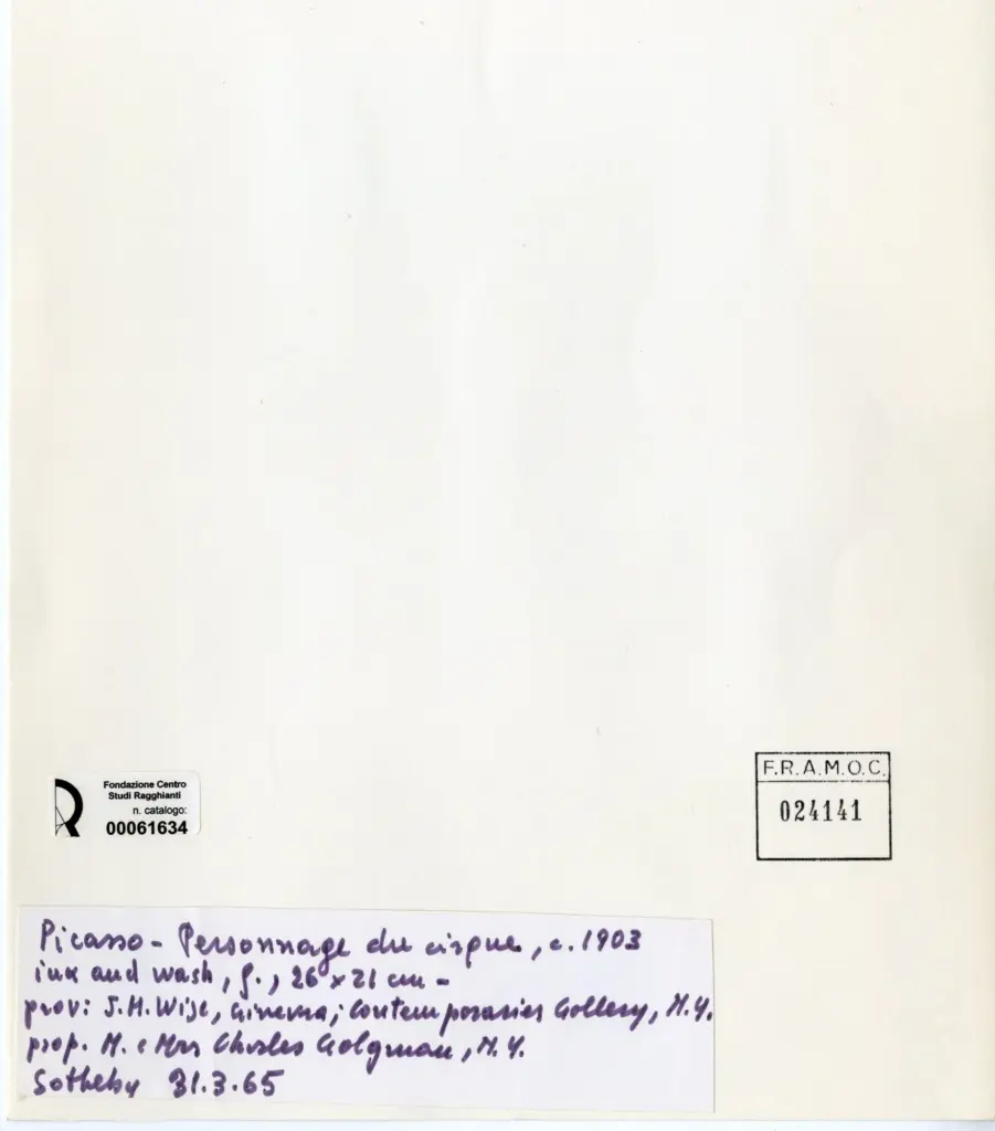 Anonimo , Picasso, Pablo - sec. XX - Personnage du cirque , retro