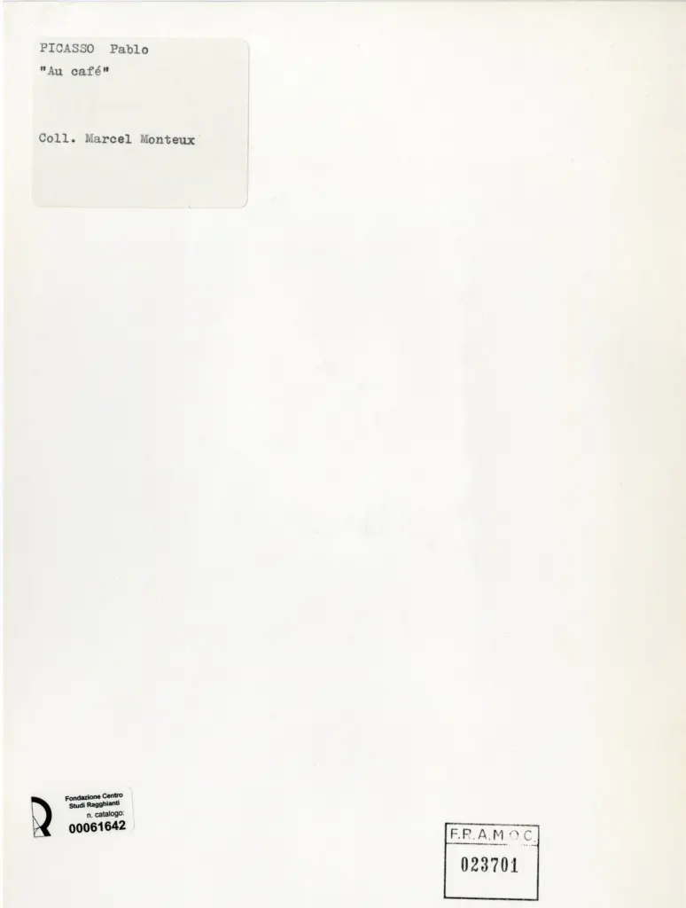 Anonimo , Picasso, Pablo - sec. XX - Au Caf&eacute; , retro