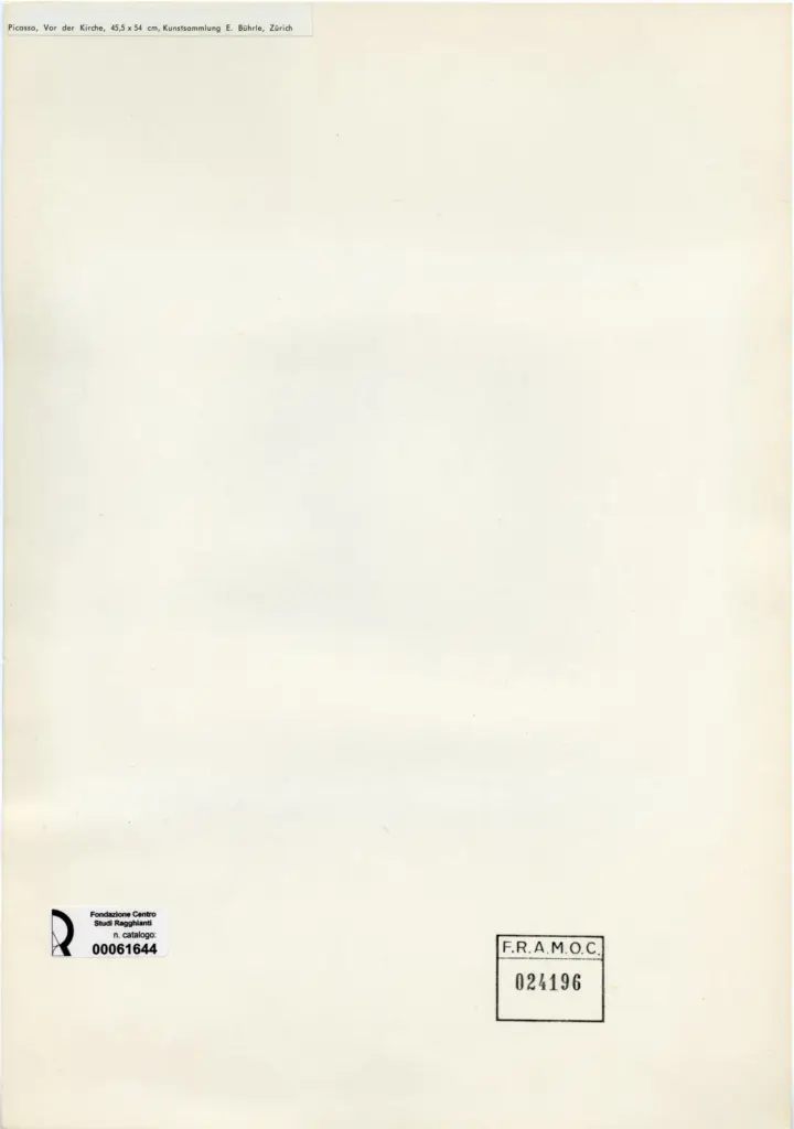Anonimo , Picasso, Pablo - sec. XX - Vor der Kirche , retro