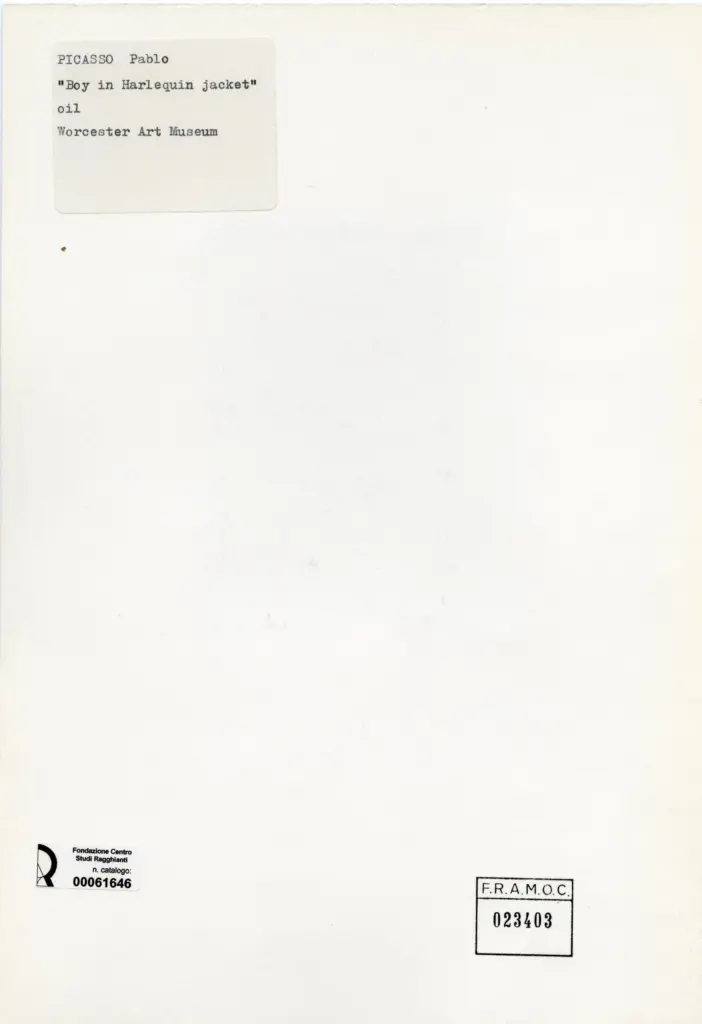 Anonimo , Picasso, Pablo - sec. XX - Boy in Harlequin jacket , retro
