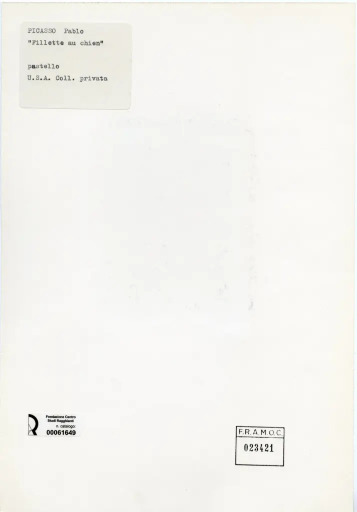 Anonimo , Picasso, Pablo - sec. XX - Fillette au chien , retro