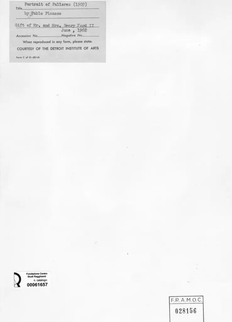 Anonimo , Picasso, Pablo - sec. XX - Portrait of Pallares , retro