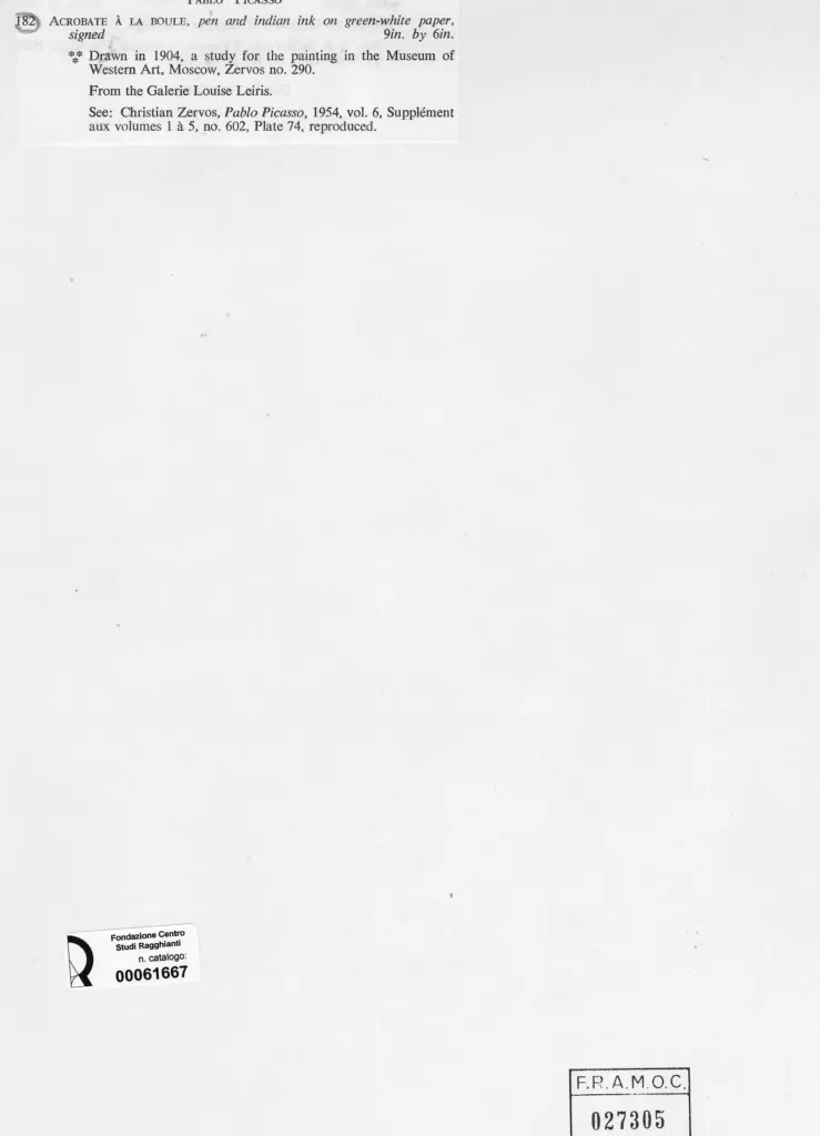 Anonimo , Picasso, Pablo - sec. XX - Acrobate &agrave; la boule , retro