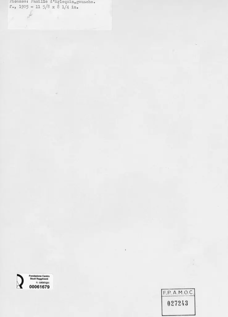 Anonimo , Picasso, Pablo - sec. XX - Famille d'Arlequin , retro