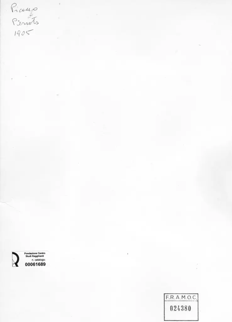 Anonimo , Picasso, Pablo - sec. XX - La famiglia degli Arlecchini , retro