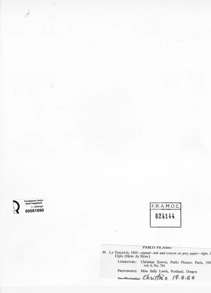 Anonimo , Picasso, Pablo - sec. XX - La toilette , retro