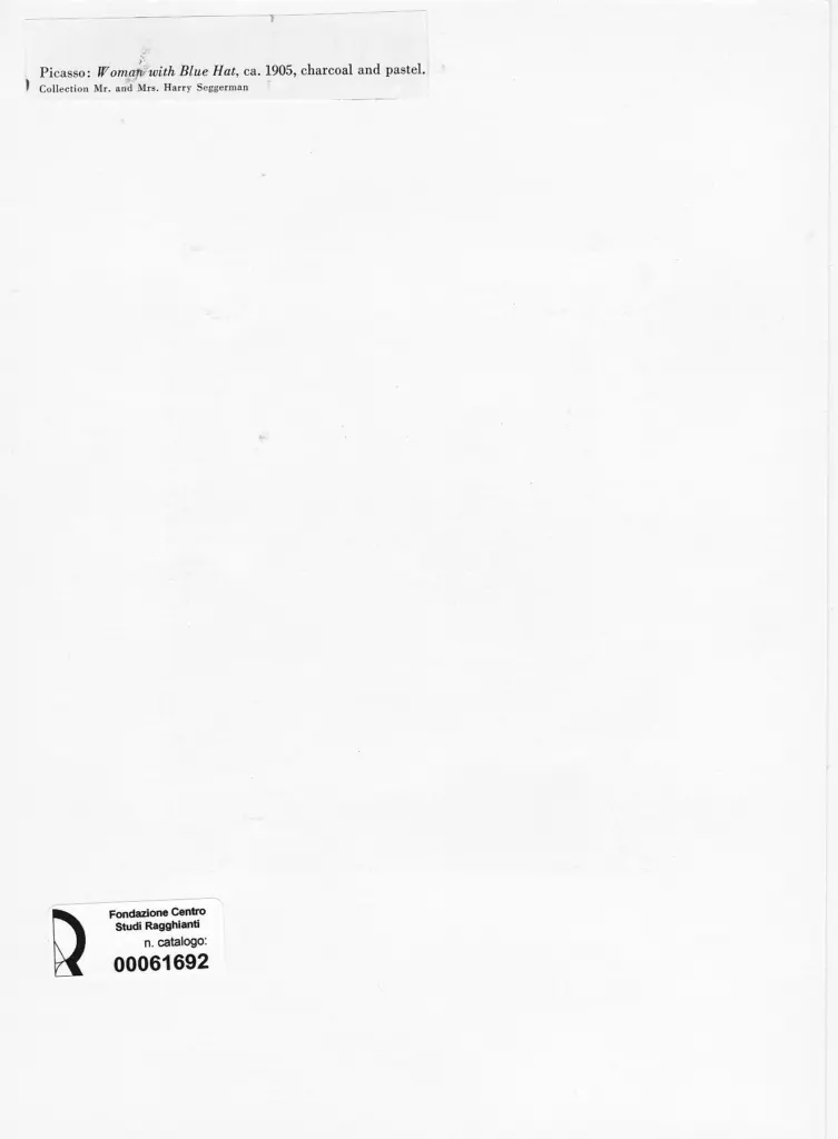 Anonimo , Picasso, Pablo - sec. XX - Donna con cappello blu , retro