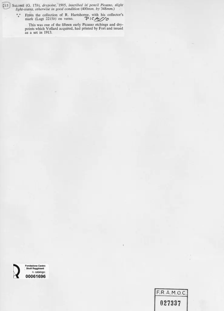 Anonimo , Picasso, Pablo - sec. XX - Salom&eacute; , retro