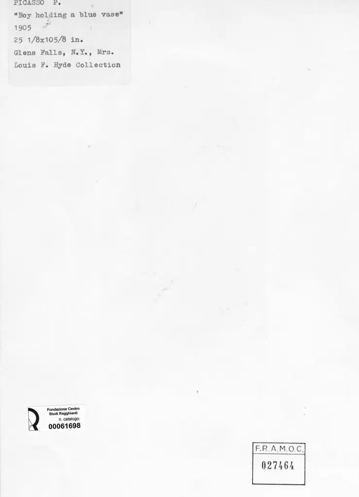 Anonimo , Picasso, Pablo - sec. XX - Boy Holding a blue vase , retro