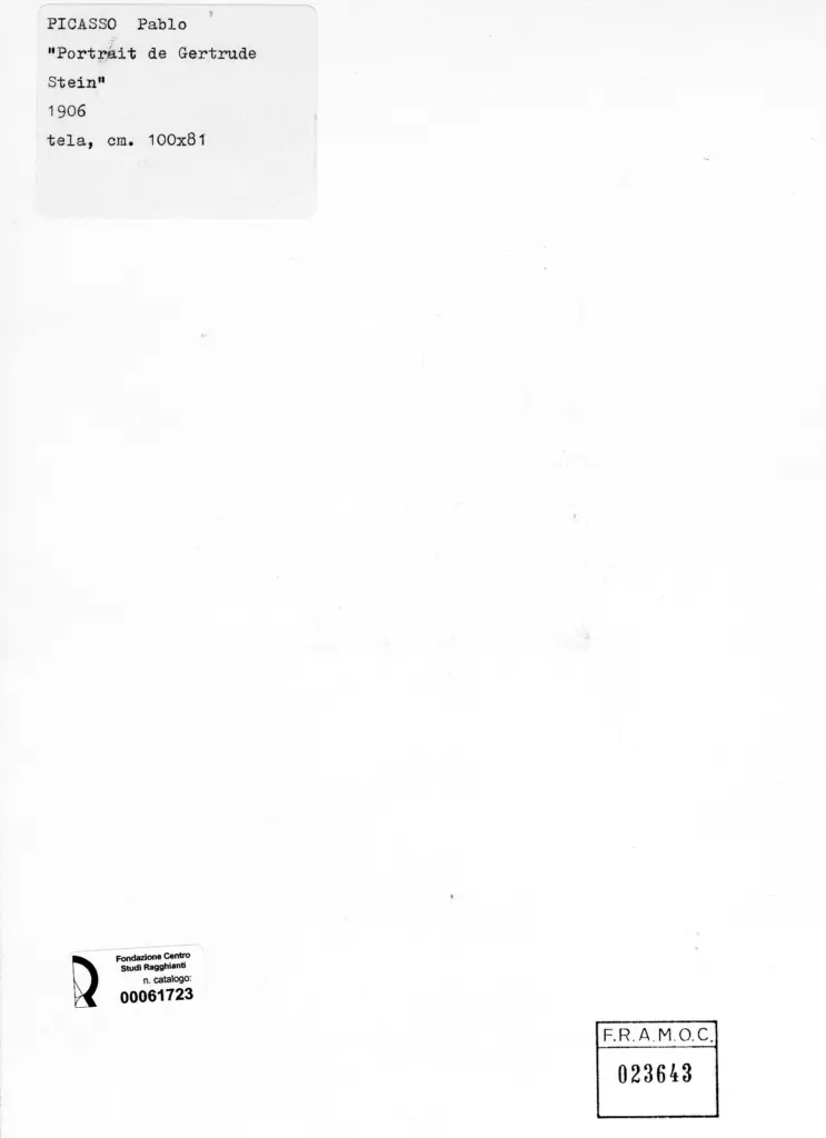 Anonimo , Picasso, Pablo - sec. XX - Portrait de Gertrude , retro