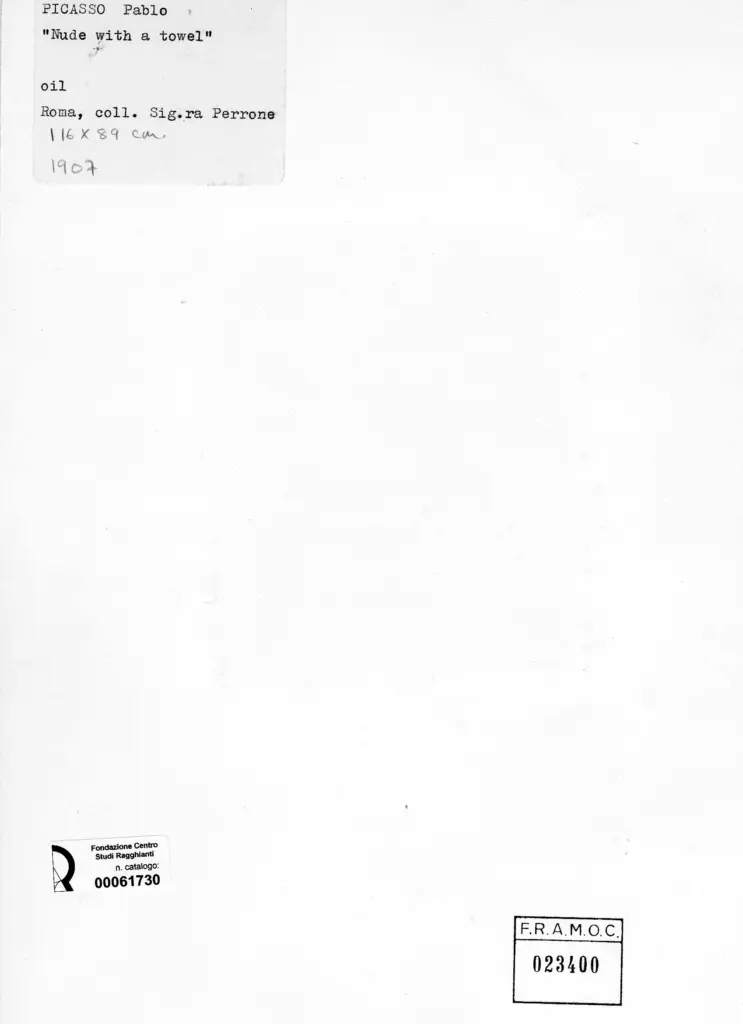 Anonimo , Picasso, Pablo - sec. XX - Nude with a towel , retro