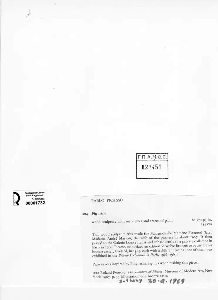 Anonimo , Picasso, Pablo - sec. XX - Figurine , retro