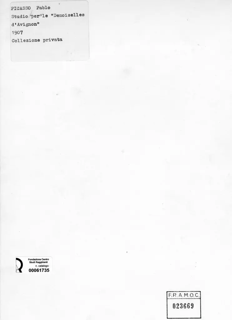 Anonimo , Picasso, Pablo - sec. XX - Studio per "Le ragazze d'Avignone" , retro