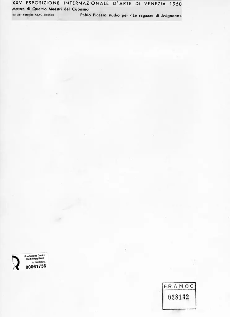 Anonimo , Picasso, Pablo - sec. XX - Studio per "Le ragazze d'Avignone" , retro