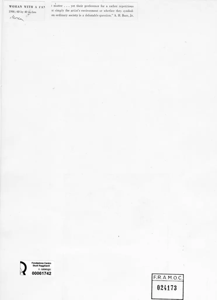 Anonimo , Picasso, Pablo - sec. XX - Woman with a fan , retro