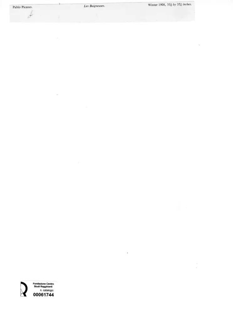 Anonimo , Picasso, Pablo - sec. XX - Le bagnanti , retro