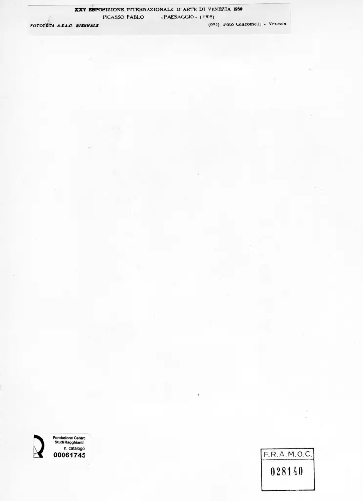Giacomelli , Picasso, Pablo - sec. XX - Paesaggio , retro